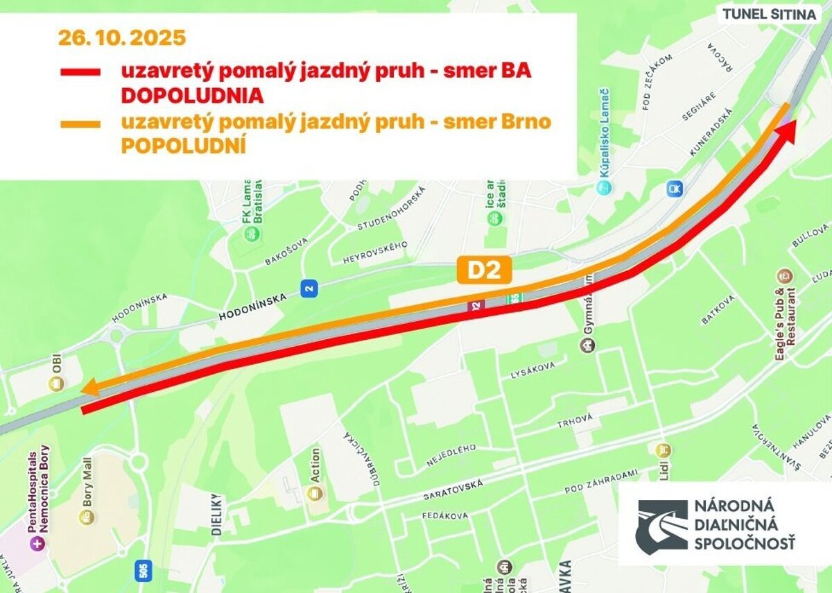 Dopravne obmedzenia na bratislavskej D2 sa skratili odstranili docasne znacenie