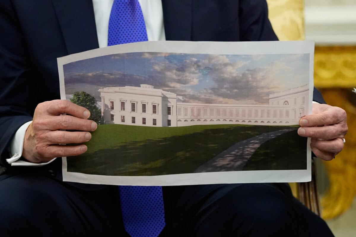 Trumpov obluk pozlatena pracovna Prezident meni Washington